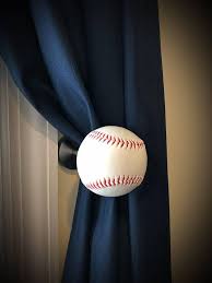 Baseball Curtain Tiebacks Holdbacks Etsy Baseball Curtains Boy Sports Bedroom Baseball Room Decor