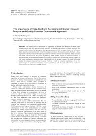 Furniture doors windows working plates. Pdf The Importance Of Take Out Food Packaging Attributes Conjoint Analysis And Quality Function Deployment Approach