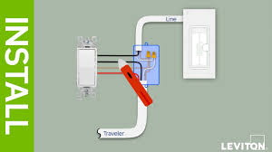 3 way switch wiring diagram with power feed via switch : How To Install A Dimmer In A 3 Way Application Youtube