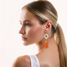 Handcrafted Boho Chic Orange Slice Tassel Earrings With Carnelian, Unique  Long Bohemian Dangles