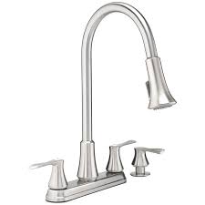 On the upside, less versatility means there's more control, and you won't make a mess of the kitchen. Project Source Stainless Steel 2 Handle Deck Mount Pull Down Handle Kitchen Faucet Deck Plate Included In The Kitchen Faucets Department At Lowes Com