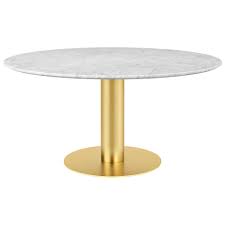Solid metal frame offers sturdy support and lasting style. 2 0 Round Dining Table White Marble Brass Rouse Home