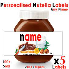 *these nutella labels/tags are customized by me, and then are emailed to you in a pdf format once they are complete! X5 Nutella Personalised Nutella Labels Make Your Own Label 750g Ebay