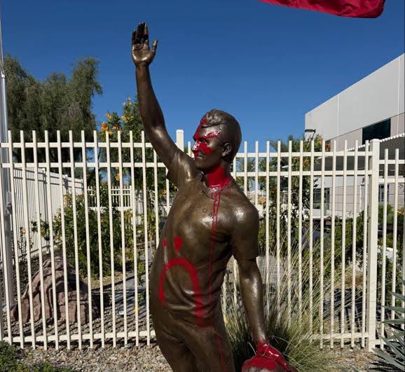 Charlie Kirk statue vandalized outside Turning Point USA headquarters just a day after unveiling | The Independent