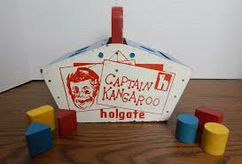 Vtg Early 1960s Captain Kangaroo Holgate Wooden Blocks Caddy Captain Kangaroo Shape Matching Game Matching Games For Toddlers