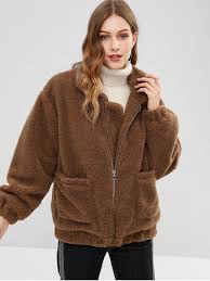 Plus, the color is easy to match with almost anything in your closet, making it this camel coat is made with ponte, not wool. Fluffy Zip Up Winter Teddy Coat Coffee M Zaful Fotografi