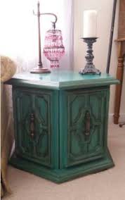 Octagon End Table After Done In Teal Chalk Paint And Dark Wax Sold Https Www Facebook Com Stacysfurnfli Painted Furniture Chalk Furniture Octagon Table