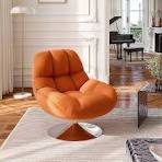 Mogliano - Fauteuil pivotant en tissu et métal chromé - Orange