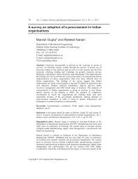 Pdf A Survey On Adoption Of E Procurement In Indian Organisations