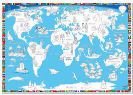 Weltkarte zum ausmalen az ausmalbilder. Welt Malkarte Wandkarte Zum Ausmalen Im Kinderpostershop