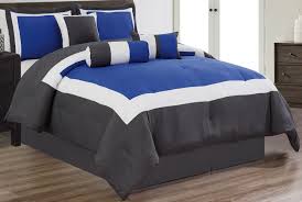 Using the white drapes, the color of the walls was magnified. 7 Piece Oversize Royal Blue White Grey Color Block Comforter Set 106 X 94 California King Size Bedding Amazon In Baby Products