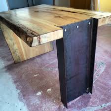 I Beam Live Edge Slab Desk Slab Desk Barn Wood Live Edge Furniture