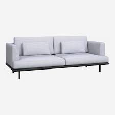 Designer chesterfield sofa garnitur samt stoff silber grau emma 3 2 1 barock chesterfield. Baci 3 Sitzer Sofa Aus Stoff Fasoli Grey Sky Mit Basis Aus Schwarzem Leder Habitat