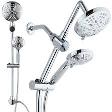 Spa Station 34 Adjustable Drill Free Slide Bar With 48 Setting Showerhead Combo And Height Extension Arm Handheld Shower Head Stainless Steel Hose Slide Bar