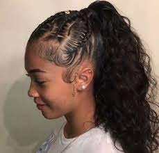 Casual ponytail hairstyles are great, and braid bases make them even better! Braided Up Pony Her Parts Is A Lil Janky But Its Still Cute Hair Looks Half Braided Hairstyles Natural Hair Styles