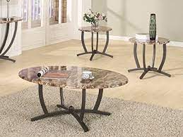 Set includes one coffee table and two end tables sure to add the perfect touch to any living room suite. Gtu Furniture 3pc Oval Faux Marble Top Living Room Metal Coffee Table Set One Coffee Table With Two End Tables Buy Online In Bahamas At Bahamas Desertcart Com Productid 34660558