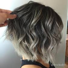 Subtle Gray Balayage For Brunette Bob Short Hair Color Short Hair Balayage Hair Styles