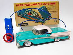 1960 Japanese Ford Fairlane 500 Skyliner Electric Remote Control Car Tin Toy Remote Control Cars Fairlane Tin Toys