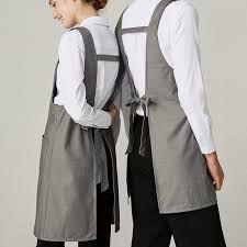 Serge Fabric Long Gray Apron Little Tailor Studio Grey Apron Waiter Uniform Design Chef Clothes