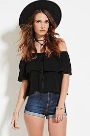 Crinkled Off The Shoulder Top Fashion Ladies Tops Fashion Outfits With Hats
