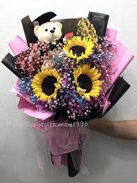 ah67 rm 160 graduation sunflower bouquet 满满彩色满天星 毕业手花 青春成长 太阳花 度过最美好的时光 手 花 盒子花 波波球 floris