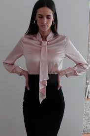 Feminine Stand Collar Blouse In 2020 Silk Blouse Outfit Classy Work Outfits Stand Collar Blouse