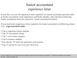 The roles and responsibilities identified in this document should. Junior Accountant Experience Letter