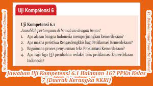 Check spelling or type a new query. Jawaban Uji Kompetensi 6 1 Halaman 167 Ppkn Kelas 7 Daerah Kerangka Nkri Youtube