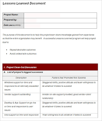 Lessons Learnt Report Template 5 Templates Example Templates Example Lessons Learned Report Template Lesson