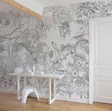 Yeda design papier peint graphiques lignes design noir et blanc. Papier Peint Contemporain Papier Peint Jungle Tropical Noir Et Blanc Ohmywall Floral A Motif Nature Panoramique