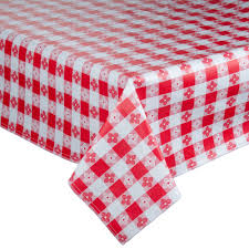 Intedge Red Checkered Gingham Vinyl Table Cover With Flannel Back 25 Yard Roll Vinyl Table Covers Table Covers Vinyl Tablecloth
