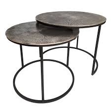 Couchtisch online kaufen couchtisch holz glasplatte. Couchtisch Set Metall O 55 U 45 Cm Tische Wohnzimmer Rund Charles 2 Teilig Aluminium Versilbert Casamia Wohnen