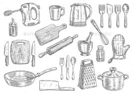 Kitchen Utensils And Appliances Isolated Sketches Kitchen Utensils Illustration Kitchen Utensils Kitchen Drawing
