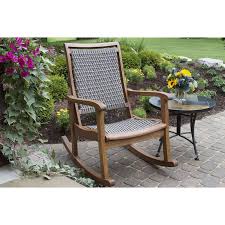 Outdoor Interiors Resin Wicker And Eucalyptus Rocking Chair Patio Rocking Chairs Wooden Rocking Chairs
