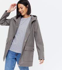 Dark Grey Hooded Long Anorak New Look