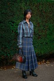 How To Wear A Checked Skirt This Autumn, According To The Street-Style Set  | British Vogue
