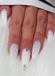 The combination of white and pastel shades add depth 9. Modern Coffin Nail Arts Designs You Must Try In 2019 Absurd Styles White Glitter Nails Matte White Nails Coffin Nails Long