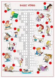 Basic Verbs Crossword Puzzle Crossword Puzzle Verb Crossword