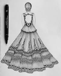 Dress Drawing Inspired By Lace Patterns Fashion Illustration Sketches Dresses Dress Design Drawing Fashion Design Drawings