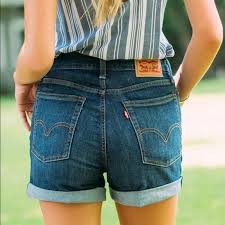 Levi S Shorts Levis 5 High Waisted Dark Wash Cuffed Shorts Poshmark