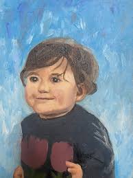 Virgin Mary painting with shimmering veil