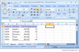 Ms Excel 2007 Copy A Range