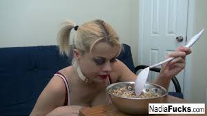 Sexy Nadia Eats Cereal Filled with Sexy Soldiers: Big Tits Porn by Nadia  White