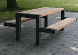 Simple And Stylish Timber And Steel Commercial And Industrial Outdoor Furniture Picnic Table Welded Furniture