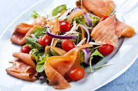Serve drizzled with the dressing. Fresh Smoked Salmon Salad With Lettuce Tomato And Dressing Stock Photo Picture And Royalty Free Image Image 6507314