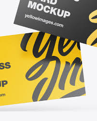 Download Three Paper Business Cards Mockup In Stationery Mockups On Yellow Images Object Mockups PSD Mockup Templates