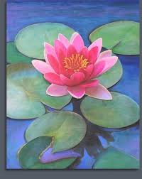 Water Lily Lotus Flower Art Lotus Art Oil Pastel Art