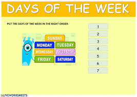 There are seven days in a week. Days Of The Week 1 Worksheet