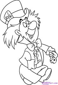Alice In Wonderland Cartoon Black And White Disney Mad Hatter Stencil Image How To Draw Mad Hatter Step By Step Disney Characters Ca Mad Hatter Drawing Alice In Wonderland Characters Disney Drawings