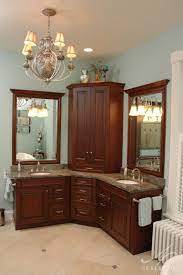 Although double sink bathroom setups often look symmetrical, that's not always the case. Corner Double Sink Vanity Corner Bathroom Vanity Bathroom Corner Cabinet Bathroom Sink Vanity
